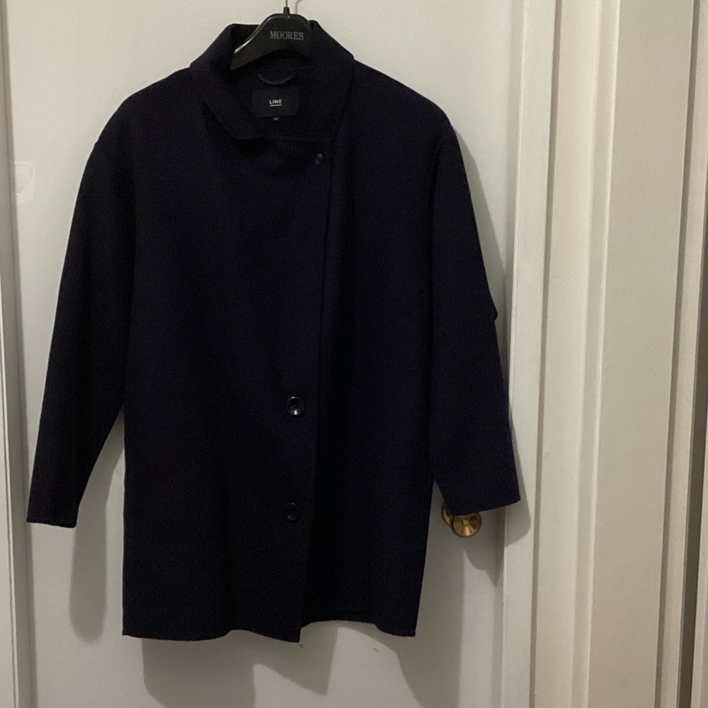 Navy Blue Pure Wool 3/4 Car Coat